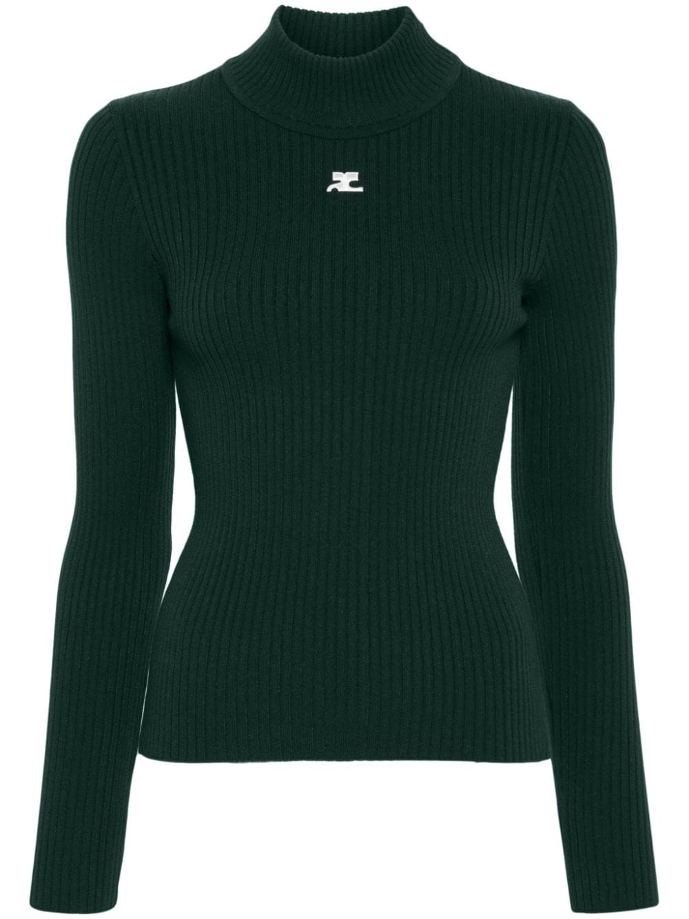 Courrèges logo-patch ribbed jumper - Green von Courrèges