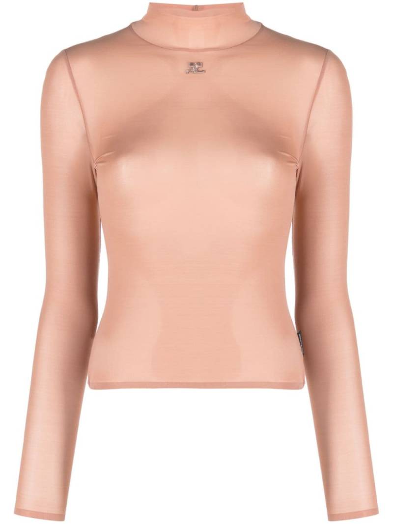 Courrèges logo-patch semi-sheer sweatshirt - Pink von Courrèges