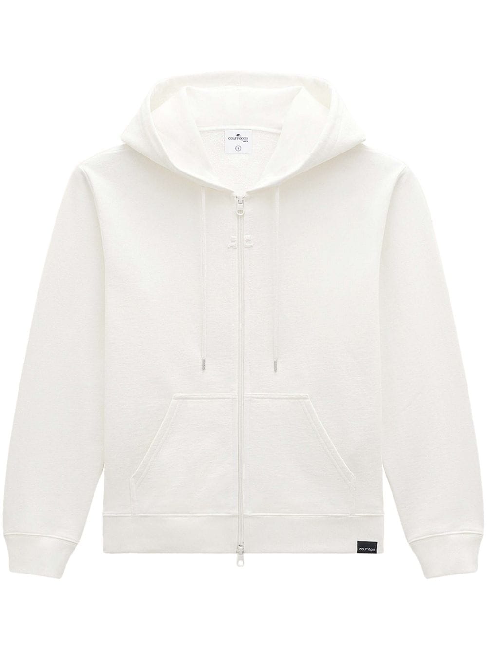 Courrèges logo-patches zip-up hoodie - White von Courrèges