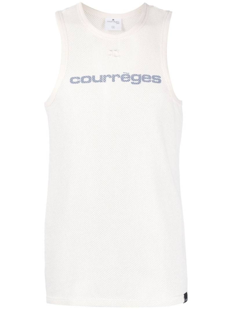 Courrèges logo-print cotton tank top - Neutrals von Courrèges