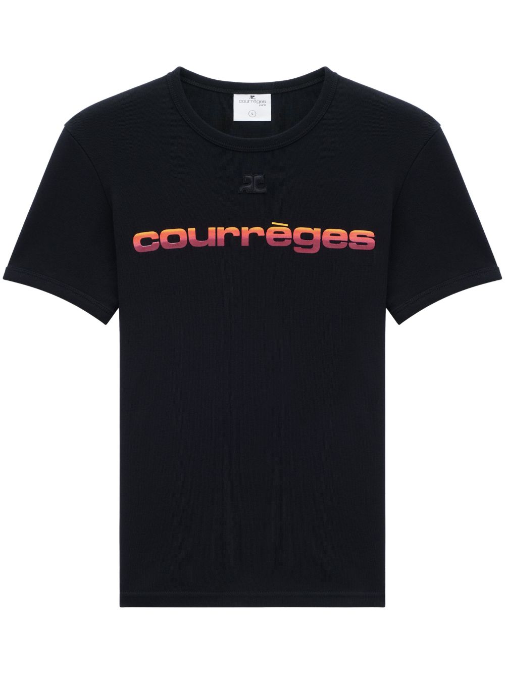 Courrèges logo-print crew-neck T-shirt - Black von Courrèges