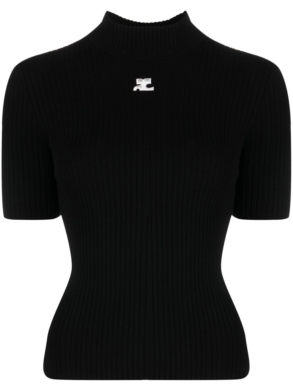 Courrèges logo-print knitted top - Black von Courrèges