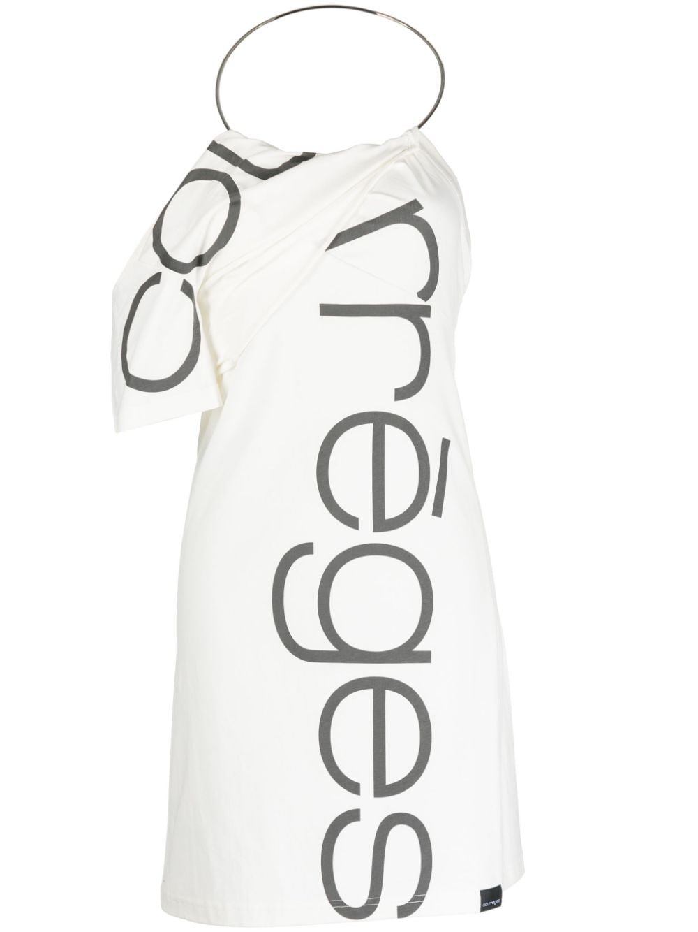 Courrèges logo-print one-shoulder dress - White von Courrèges