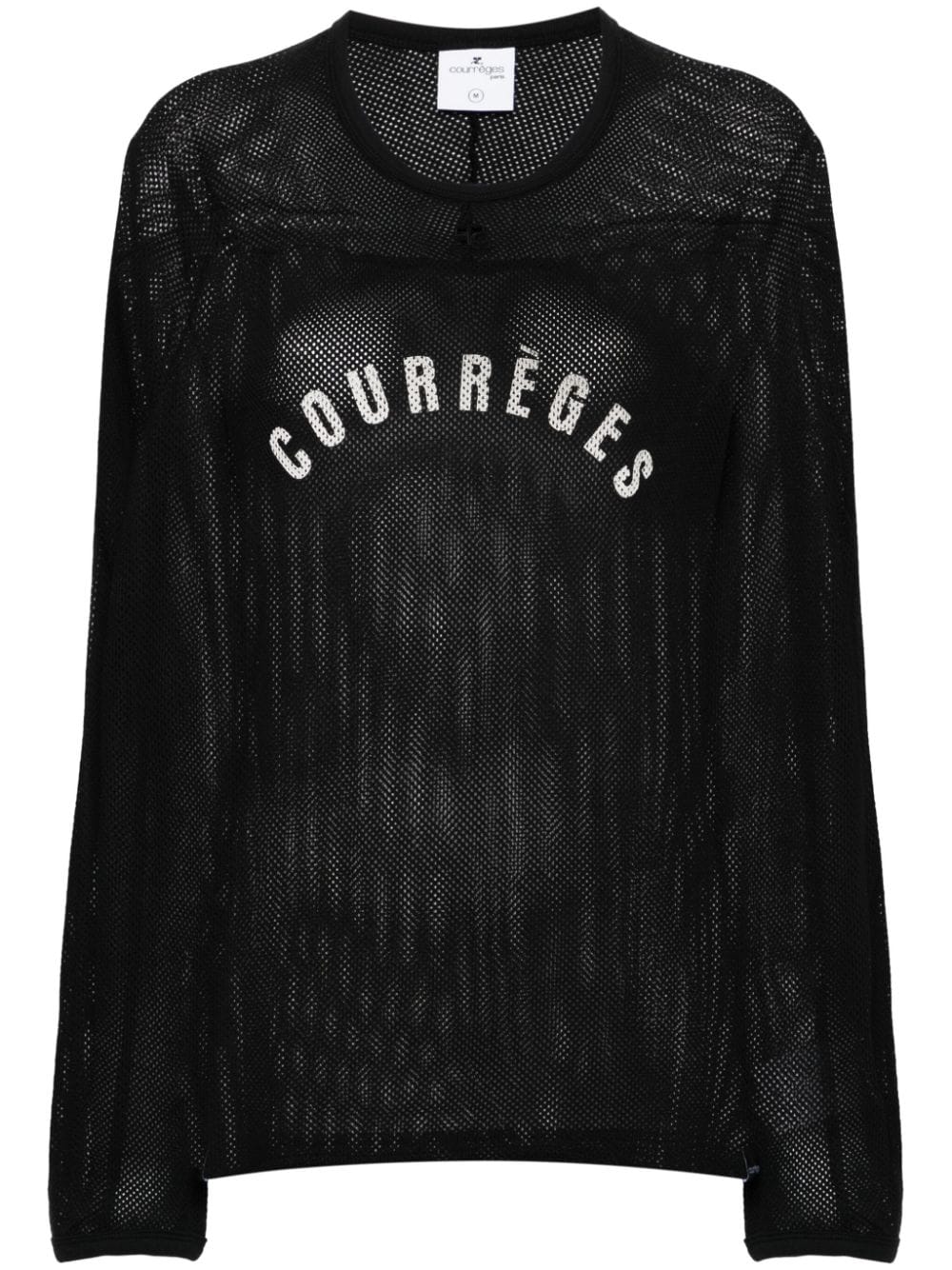 Courrèges logo-print perforated T-shirt - Black von Courrèges