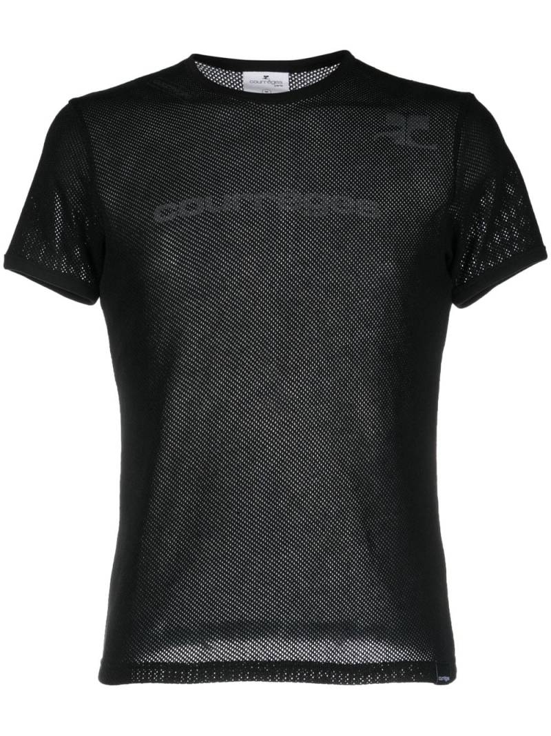 Courrèges mesh-panels short-sleeve T-shirt - Black von Courrèges