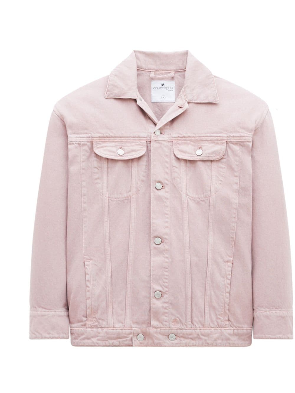 Courrèges notched-collar cotton denim jacket - Pink von Courrèges
