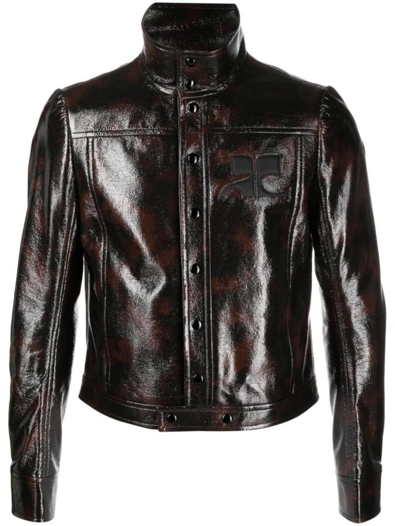Courrèges press-stud patent cropped jacket - Black von Courrèges