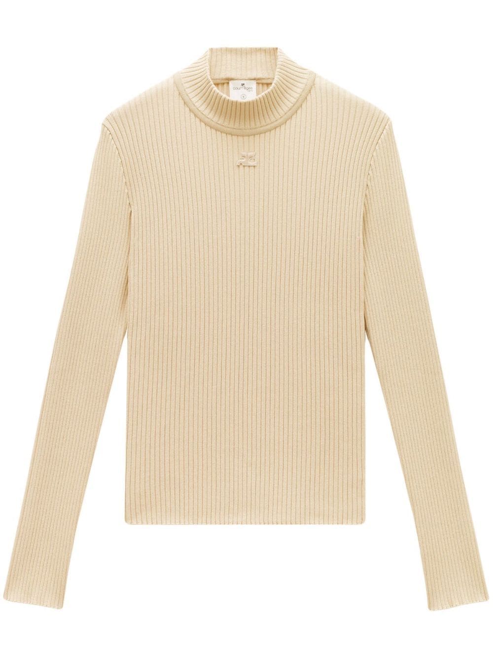 Courrèges rib-knit mock-neck jumper - Neutrals von Courrèges