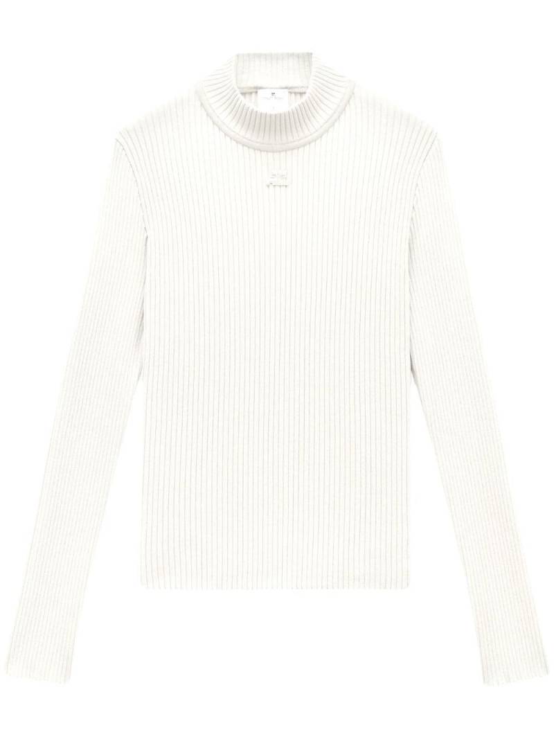 Courrèges rib-knit mock-neck jumper - White von Courrèges