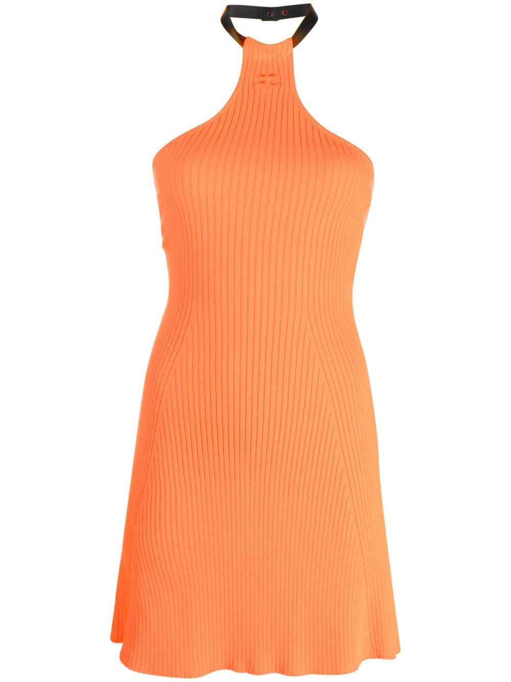 Courrèges cotton-blend ribbed-knit halterneck minidress - Orange von Courrèges