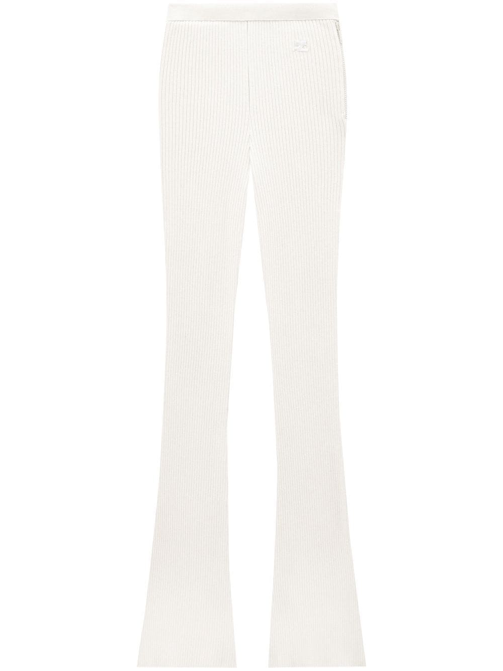 Courrèges ribbed-knit flared trousers - White von Courrèges