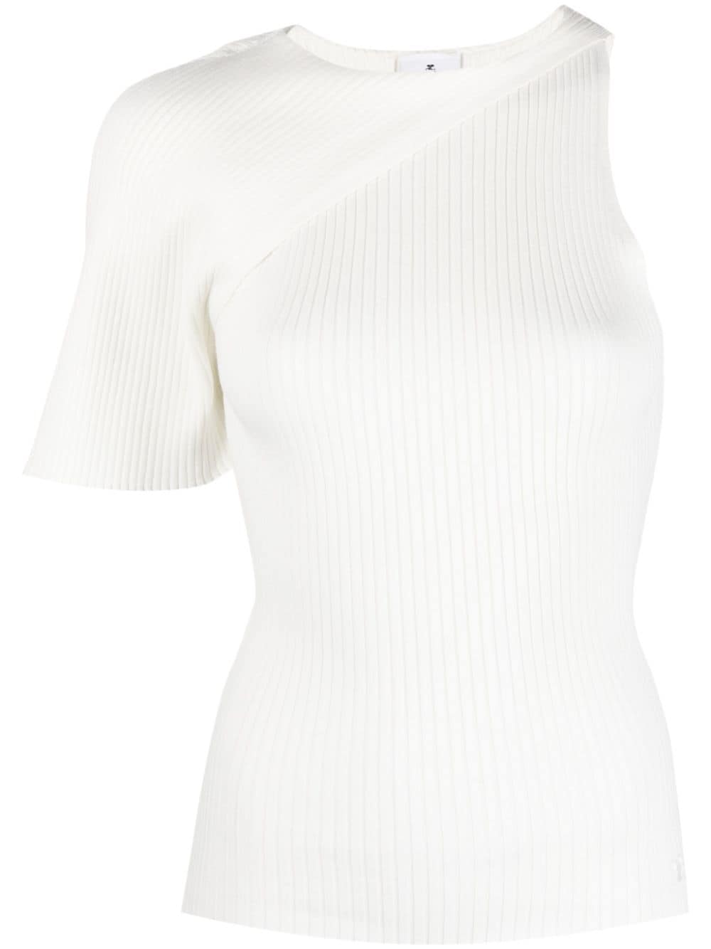 Courrèges asymmetric ribbed-knit top - White von Courrèges