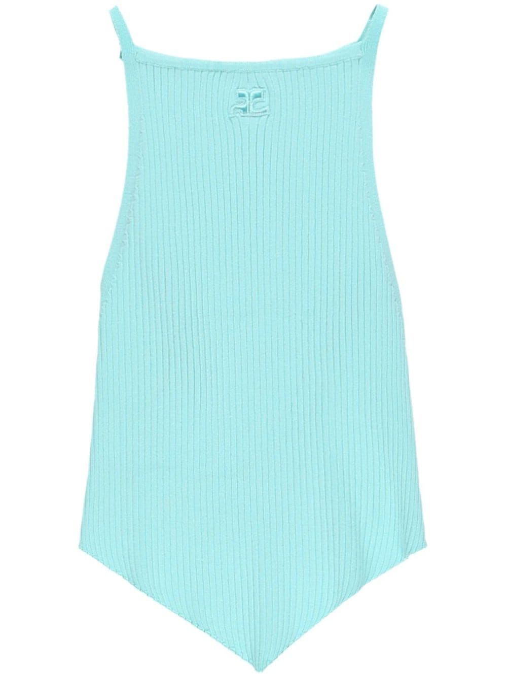 Courrèges ribbed-knit pointed-hem tank top - Blue von Courrèges