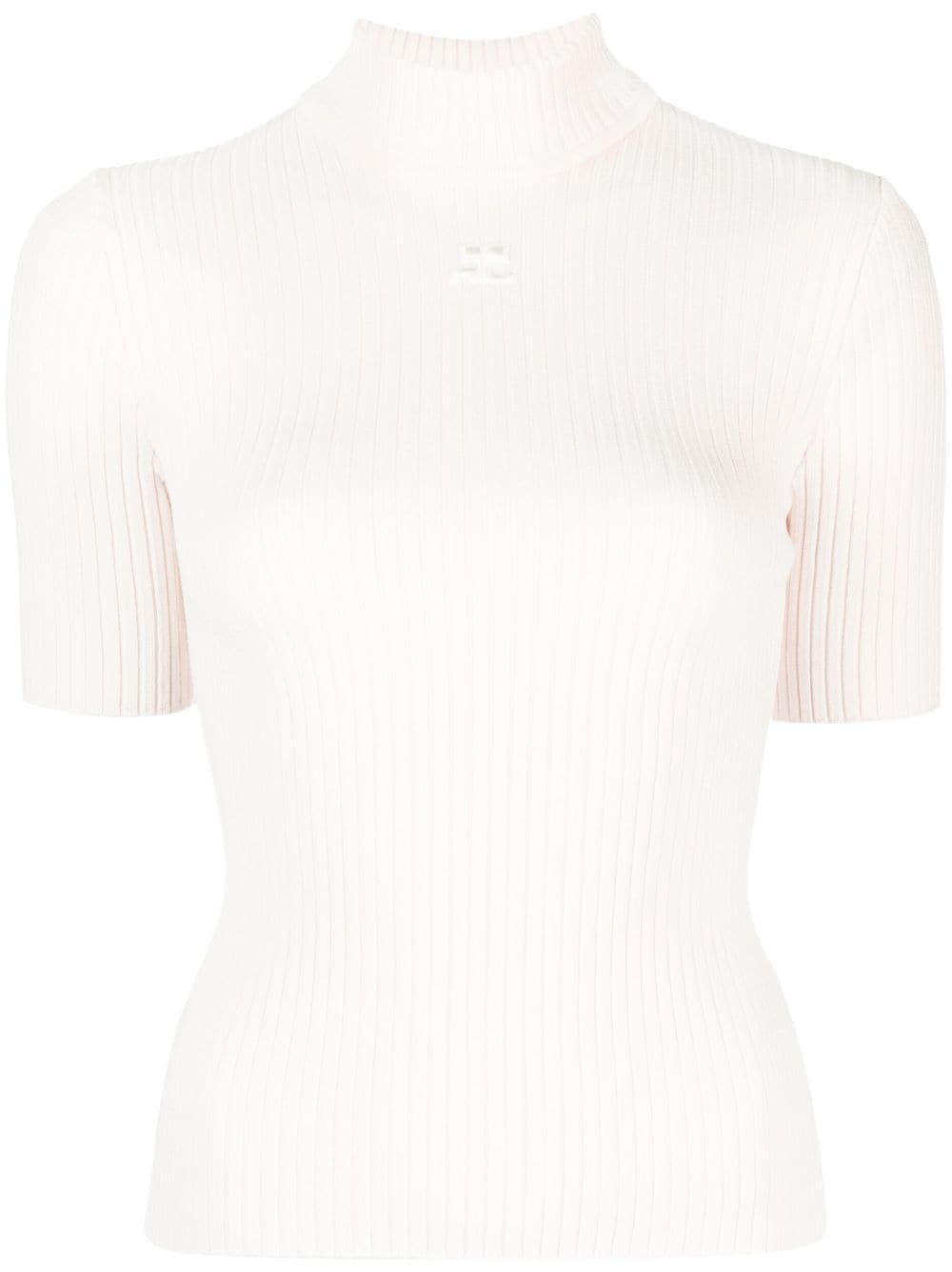 Courrèges ribbed-knit short-sleeve top - Pink von Courrèges