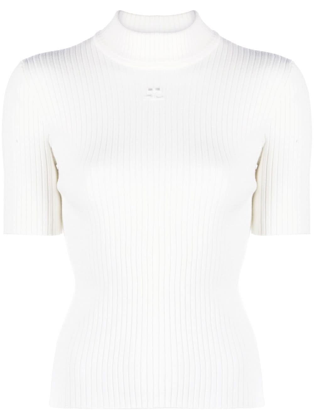 Courrèges short-sleeve ribbed-knit top - White von Courrèges