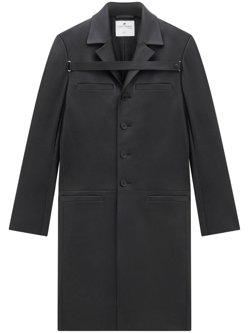 Courrèges single-breasted leather coat - Black von Courrèges