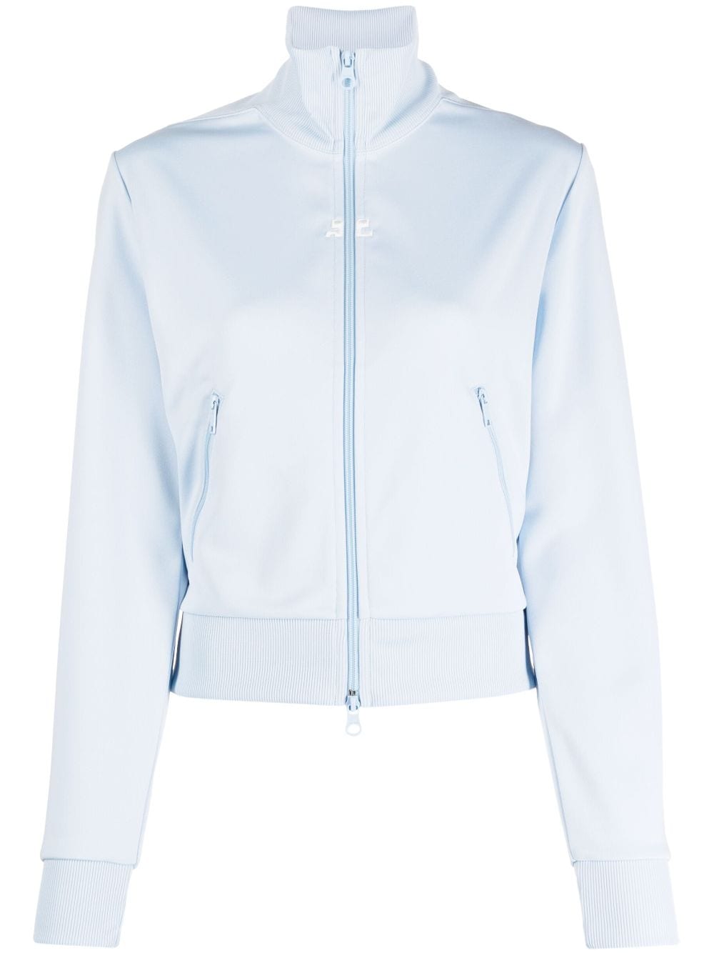 Courrèges stand-up-collar zip-up sweater - Blue von Courrèges