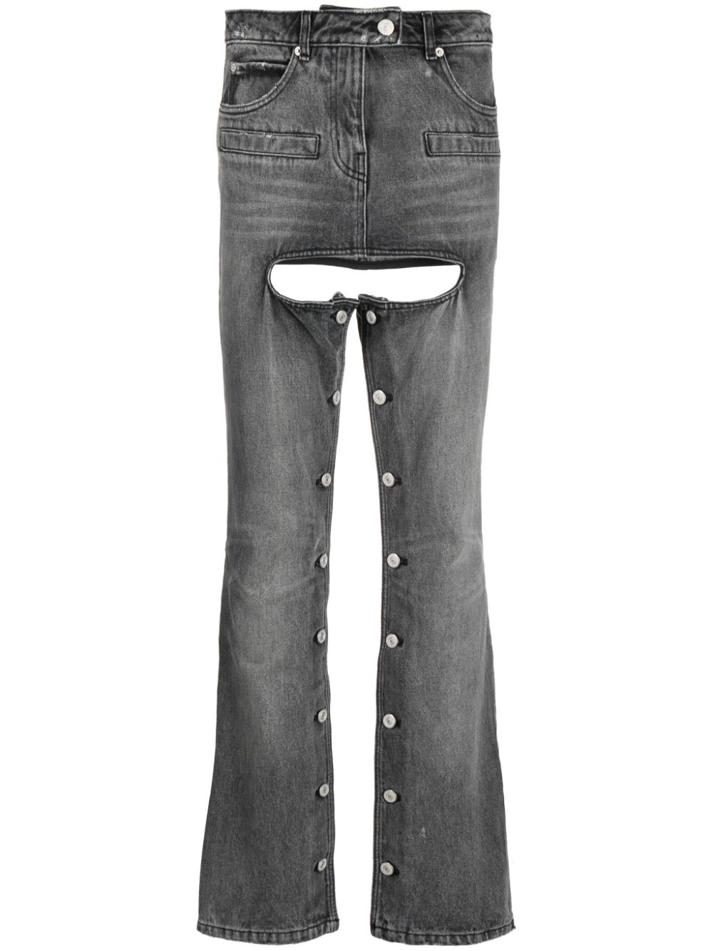 Courrèges stud-embellished stonewashed bootcut jeans - Grey von Courrèges