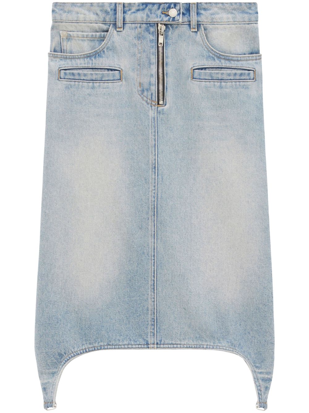 Courrèges suspenders denim midi-skirt - Blue von Courrèges