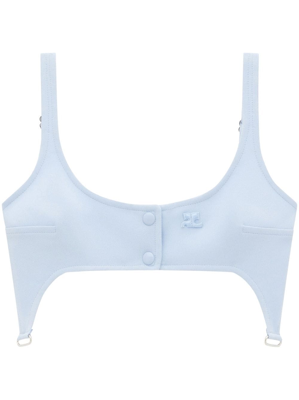 Courrèges suspenders-effect crop top - Blue von Courrèges