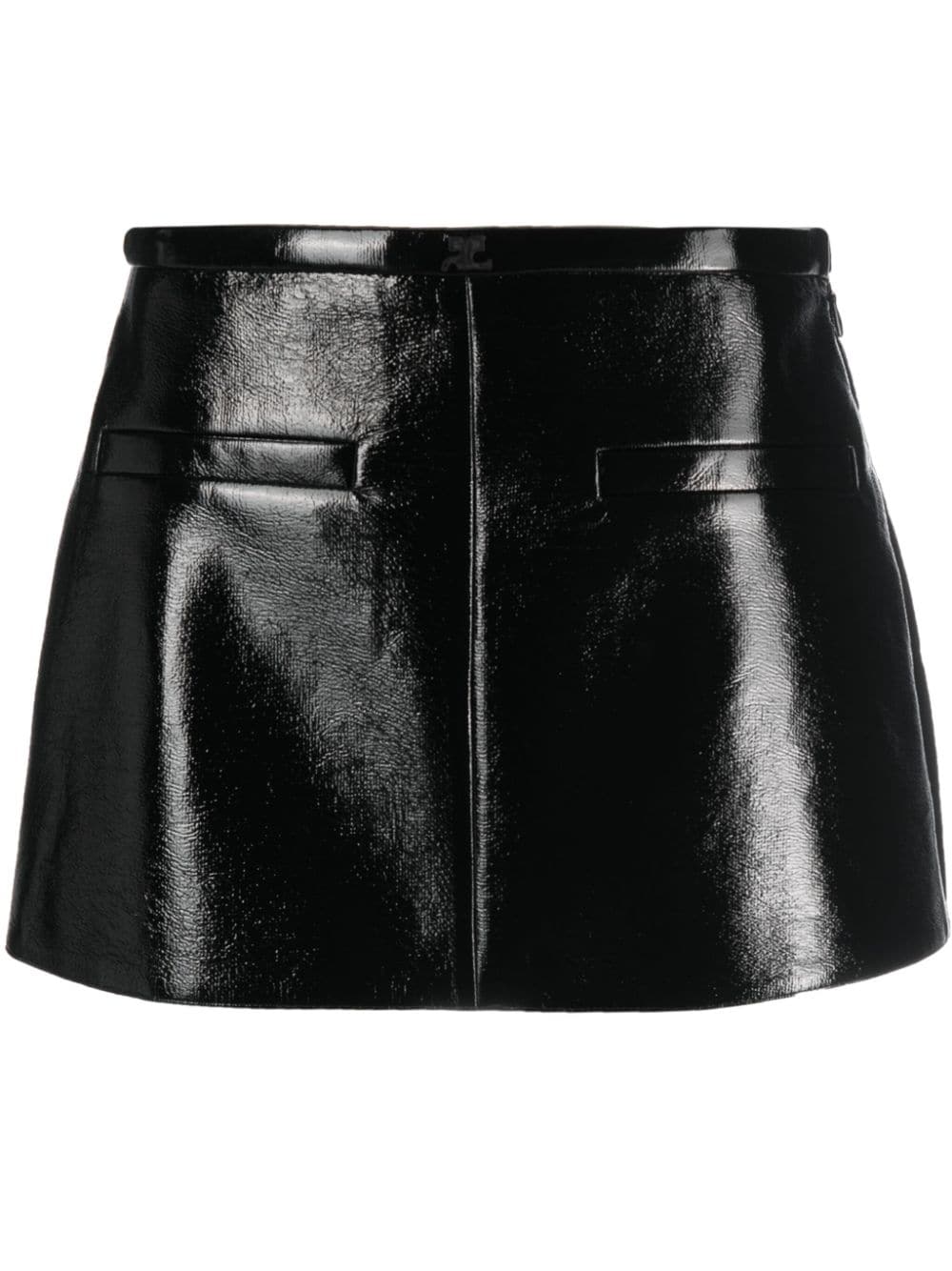 Courrèges high-shine mid-rise miniskirt - Black von Courrèges