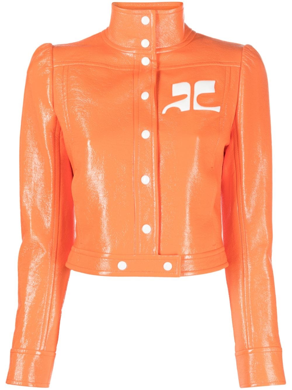 Courrèges vinyl-effect cropped jacket - Orange von Courrèges