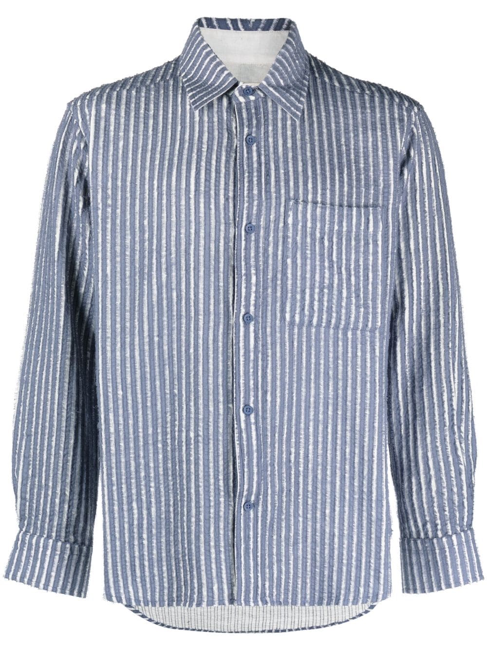 Craig Green ripped striped cotton shirt - Blue von Craig Green
