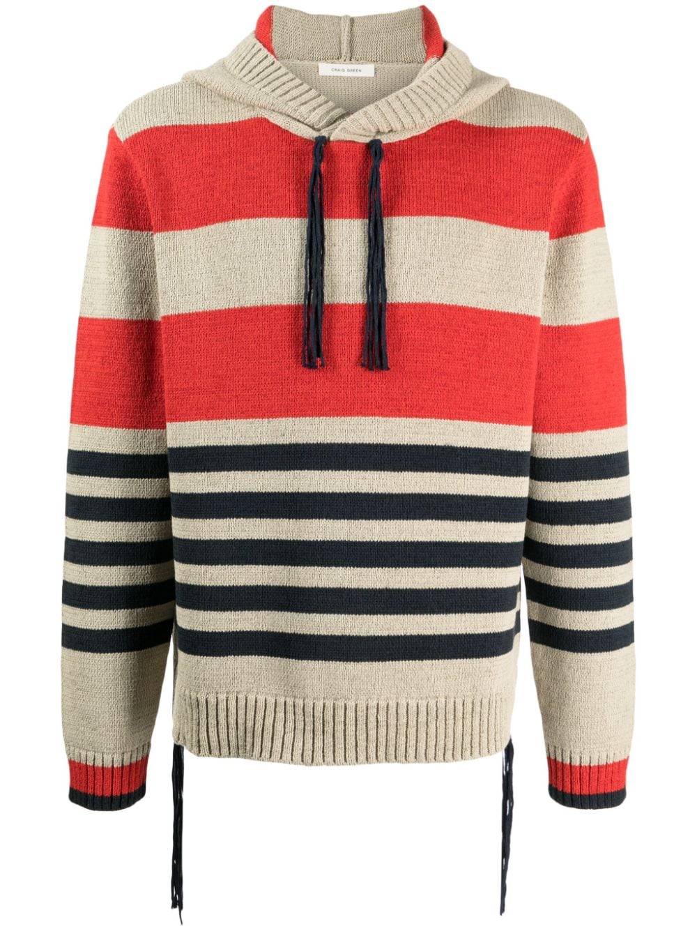 Craig Green striped knitted hoodie - Neutrals von Craig Green