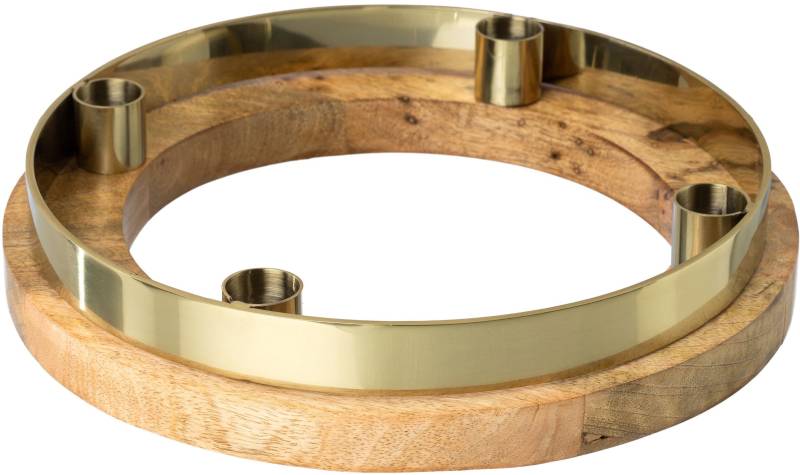 Creativ deco Kerzenhalter »Weihnachtsdeko, 4-flammig, Adventsleuchter«, (1 St.), Stabkerzenhalter aus Edelstahl und Holz, Durchmesser ca. 27 cm von Creativ deco