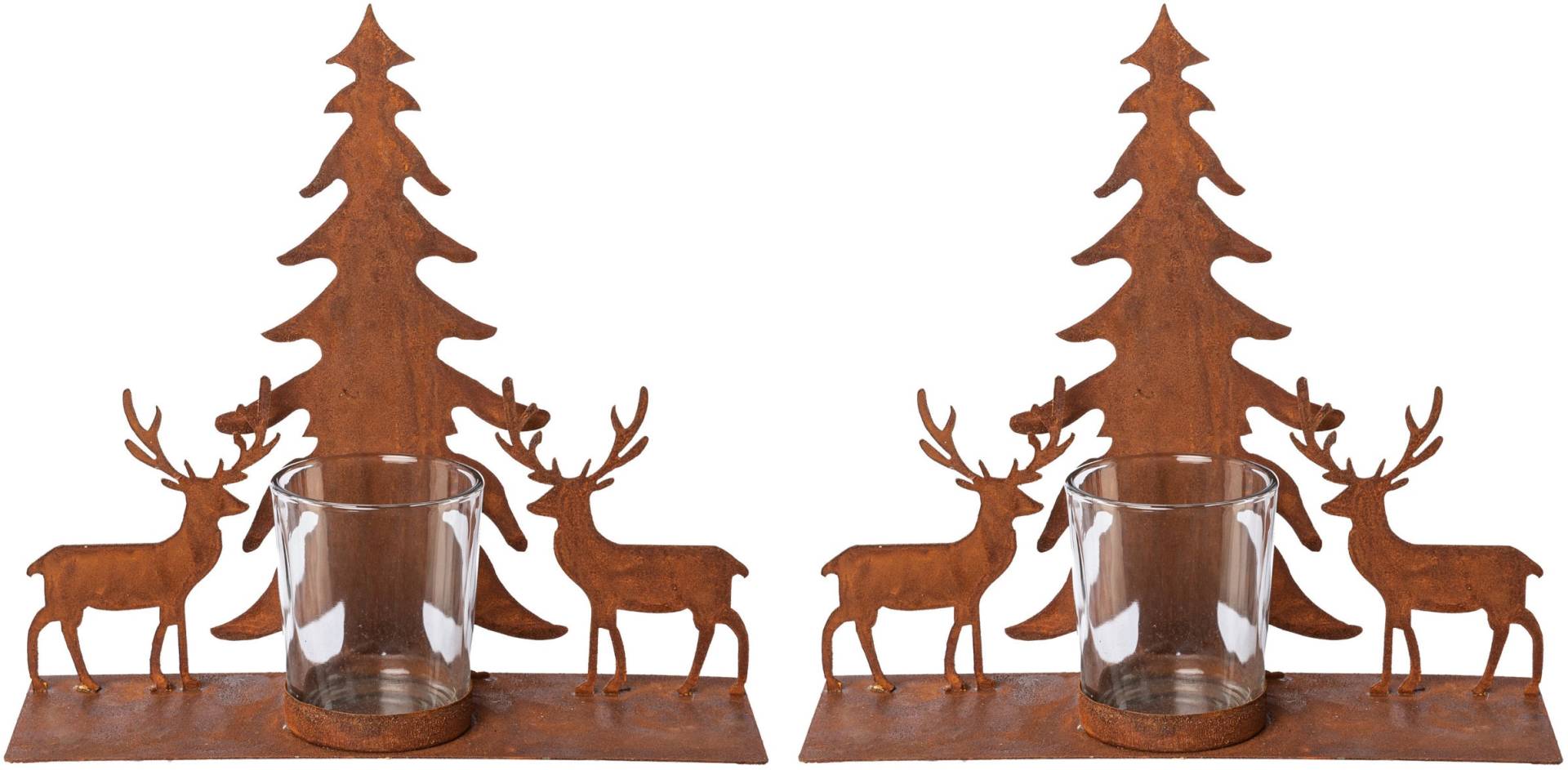 Creativ deco Teelichthalter »Weihnachtsdeko«, (2 St.), Oberfläche in Rost-Optik von Creativ deco