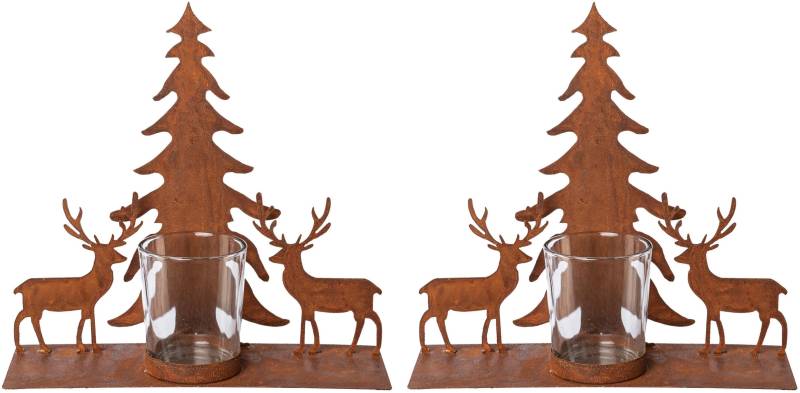 Creativ deco Teelichthalter »Weihnachtsdeko«, (2 St.), Oberfläche in Rost-Optik von Creativ deco