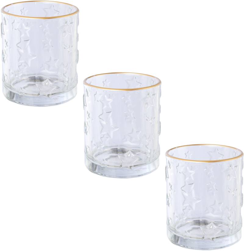 Creativ deco Windlicht »Weihnachtsdeko«, (3 St.), klares Glas mit Stern-Struktur von Creativ deco