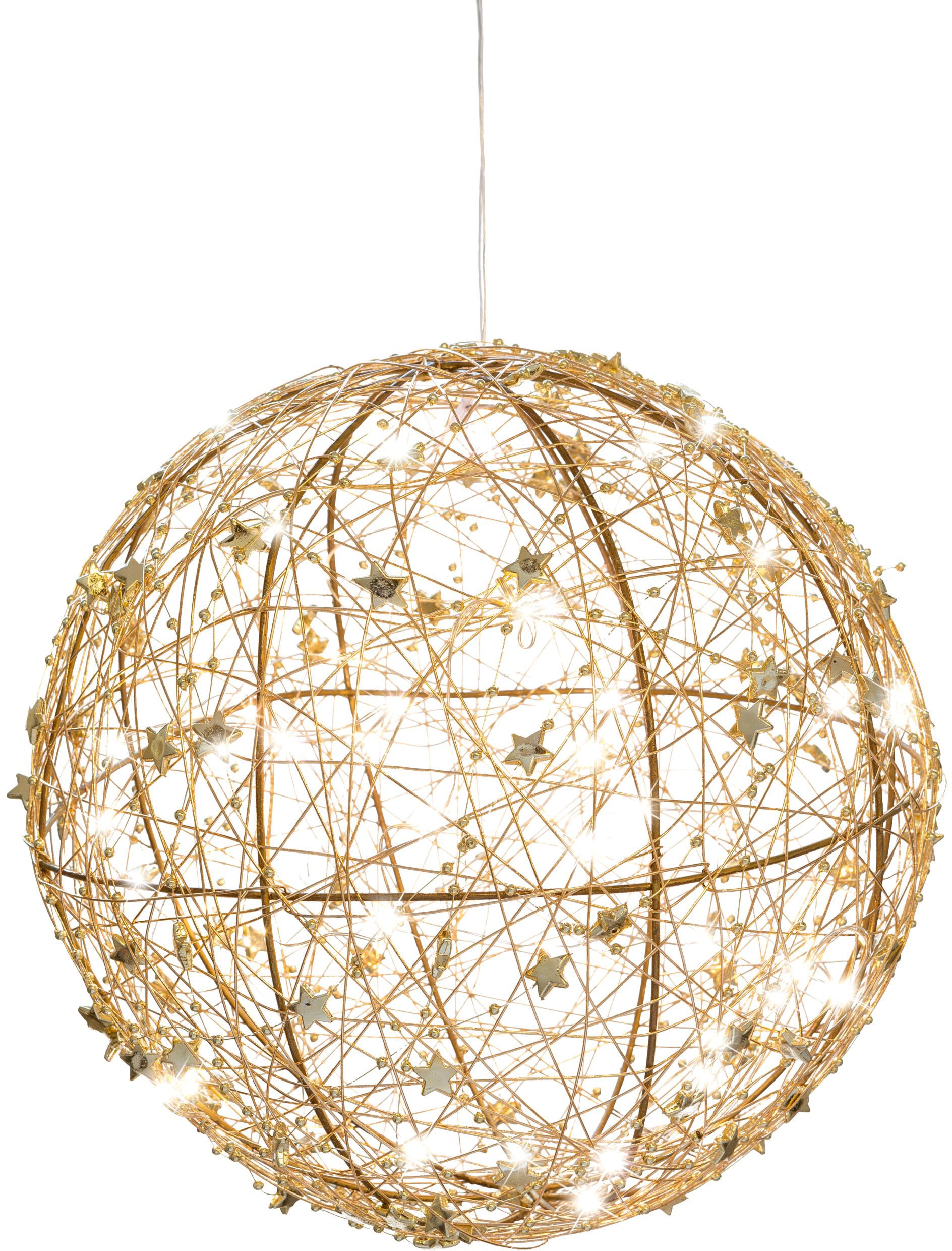 Creativ light LED Dekolicht »Metalldraht-Kugel«, 40 flammig-flammig, dekoriert mit kleinen Sternen, mit Timerfunktion von Creativ light