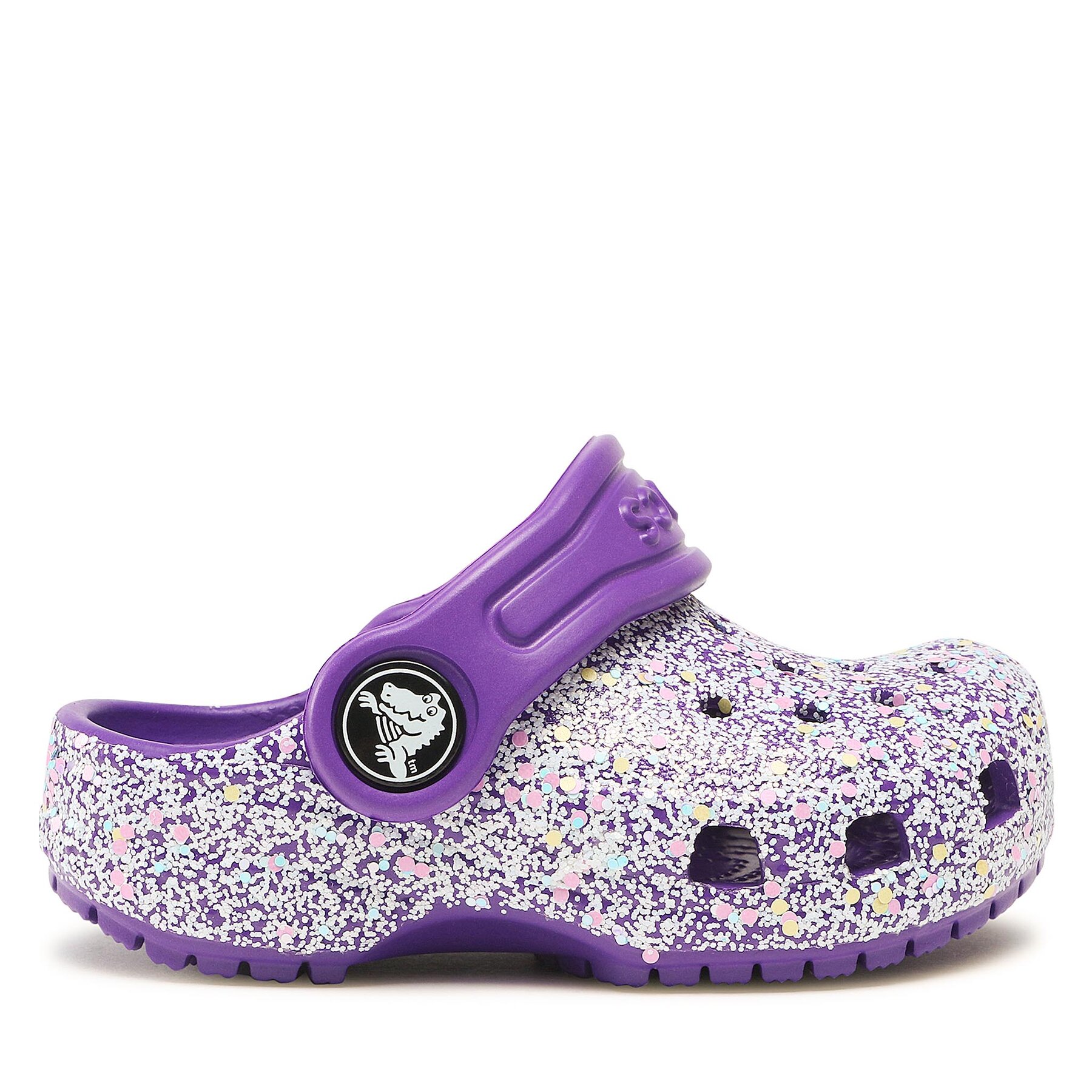 Pantoletten Crocs Crocs Classic Glitter Kids Clog T 206992 Neon Purple/Multi 573 von Crocs
