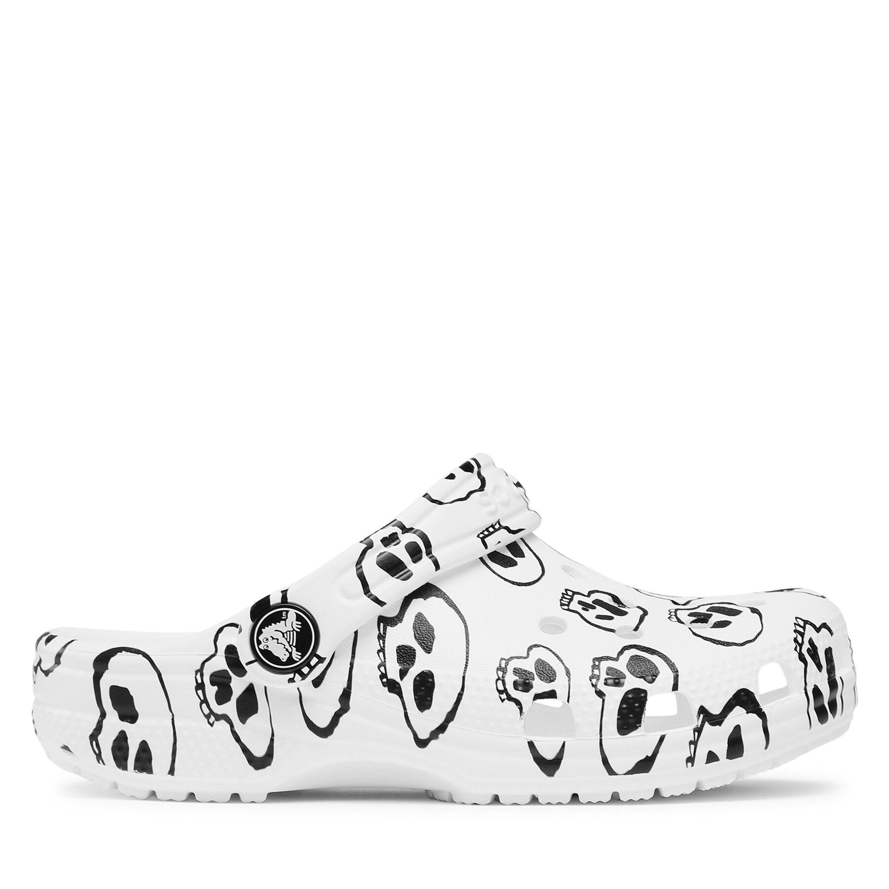 Pantoletten Crocs Crocs Classic Skull Print Clog Kids 209083 White/Black 103 von Crocs