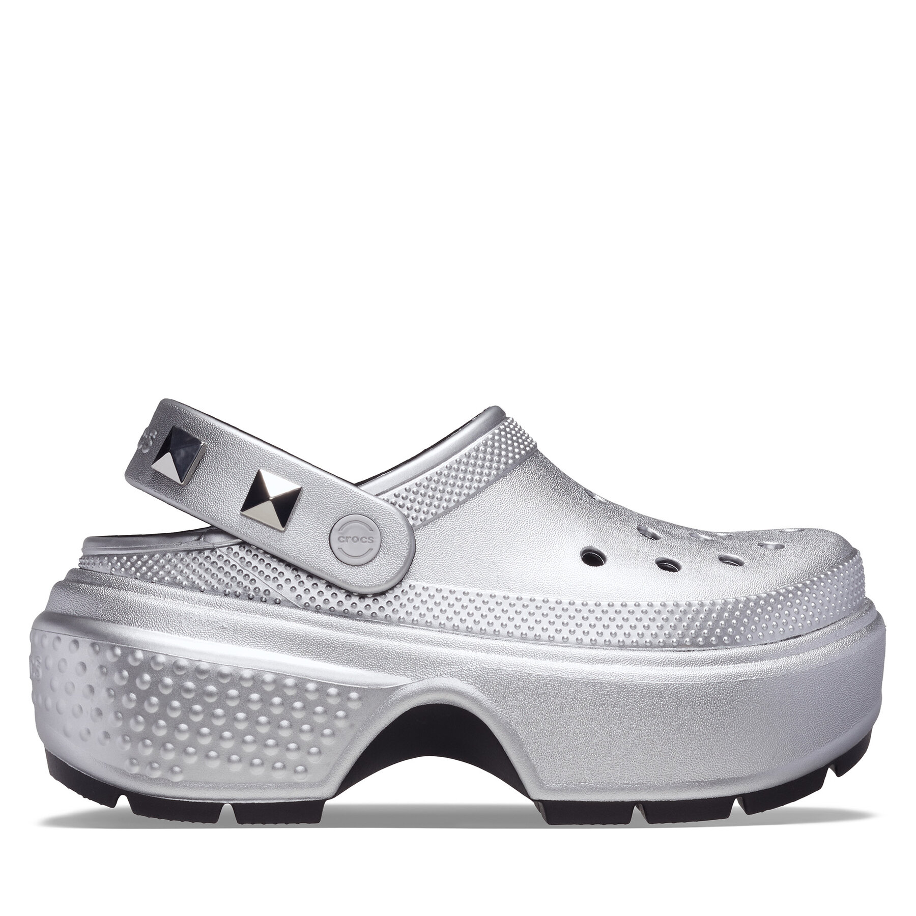 Pantoletten Crocs Stomp Metallic Clog 210362 Silberfarben Pantoletten Crocs Stomp Metallic Clog 210362 Silberfarben von Crocs