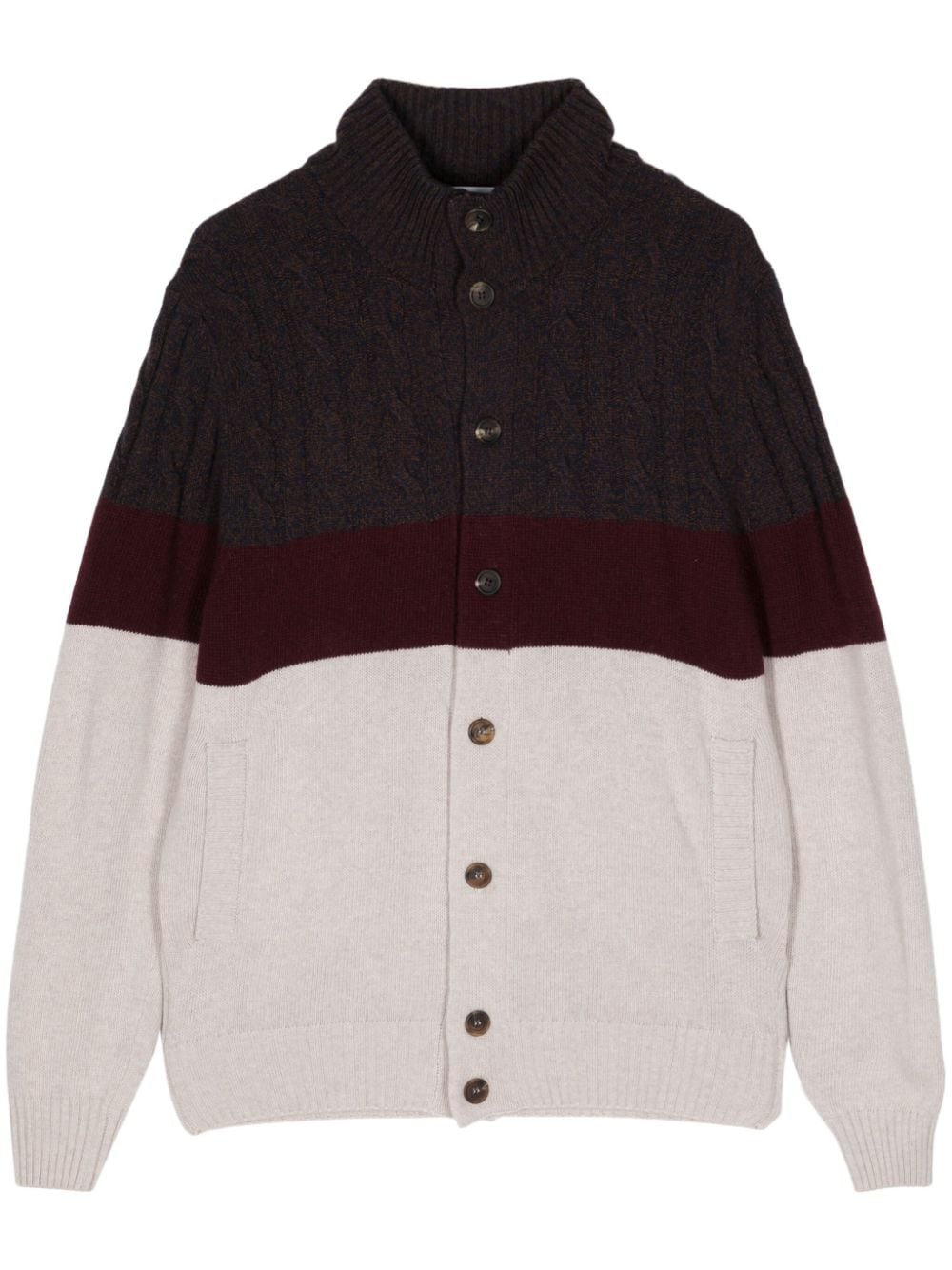 Cruciani colour-block cable-knit cardigan - Neutrals von Cruciani