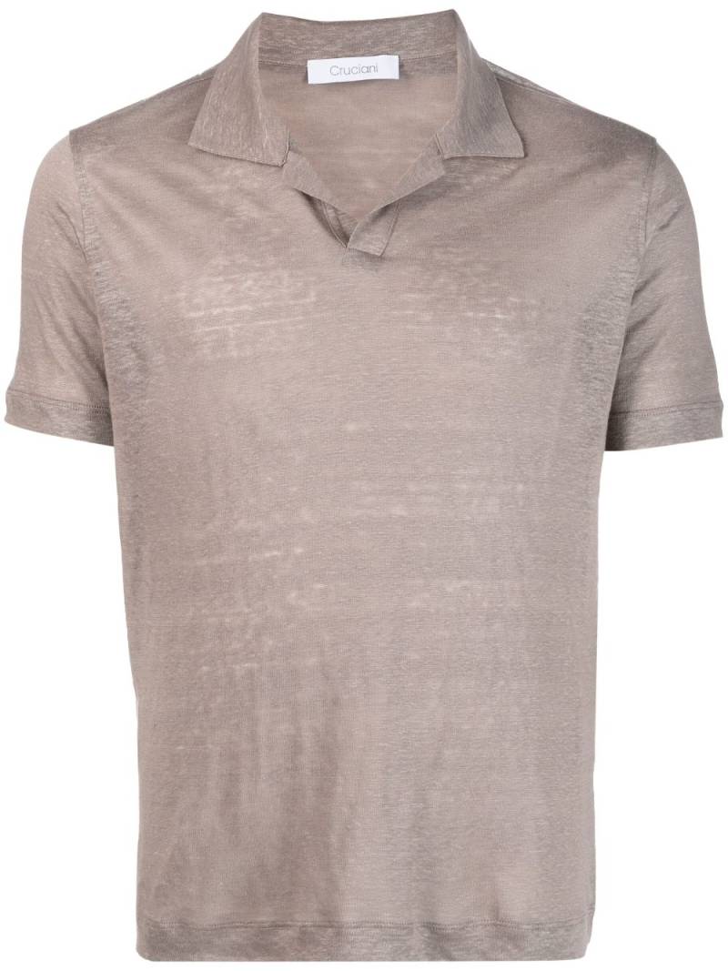 Cruciani lined short-sleeved polo shirt - Brown von Cruciani