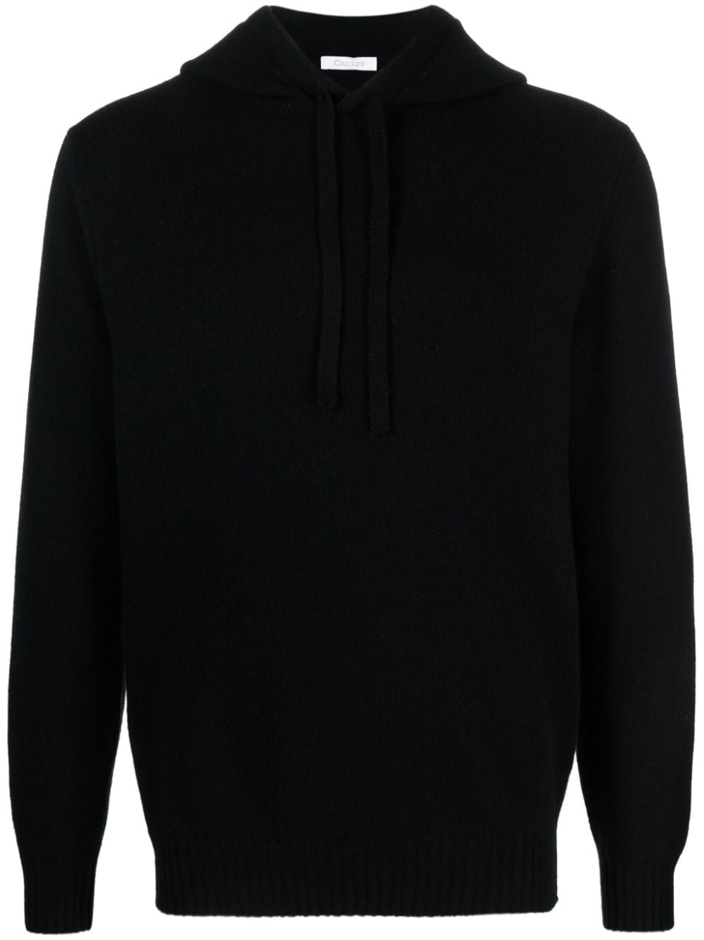 Cruciani long-sleeve fine-knit hoodie - Black von Cruciani