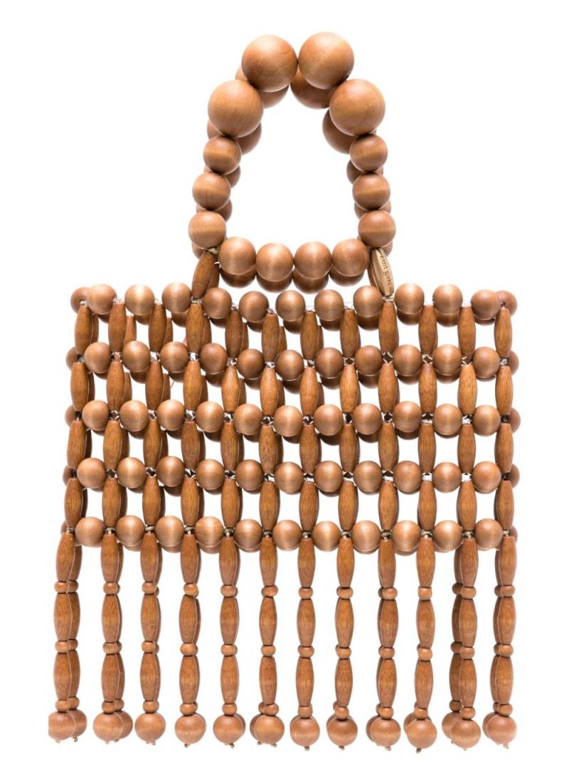 Cult Gaia Clara wooden beads tote bag - Brown von Cult Gaia