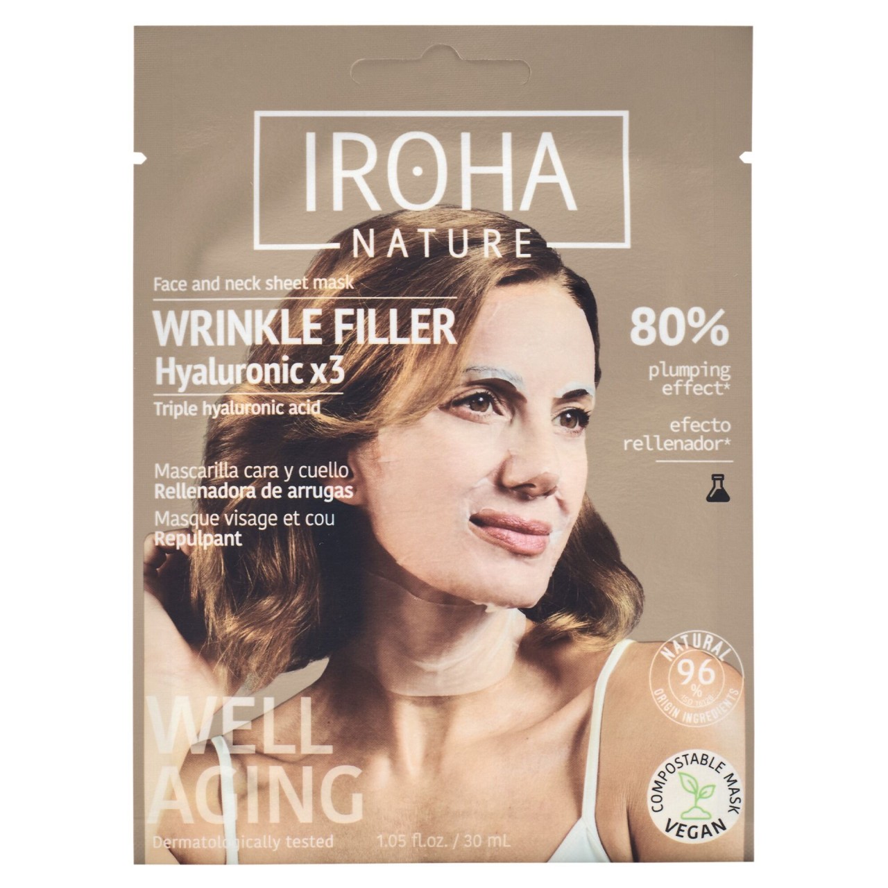 Iroha Nature - Wrinkle Filler & Anti-Age Triple Hyaluronic Acid Face & Neck Mask Iroha Nature - Wrinkle Filler & Anti-Age Triple Hyaluronic Acid Face & Neck Mask von IROHA