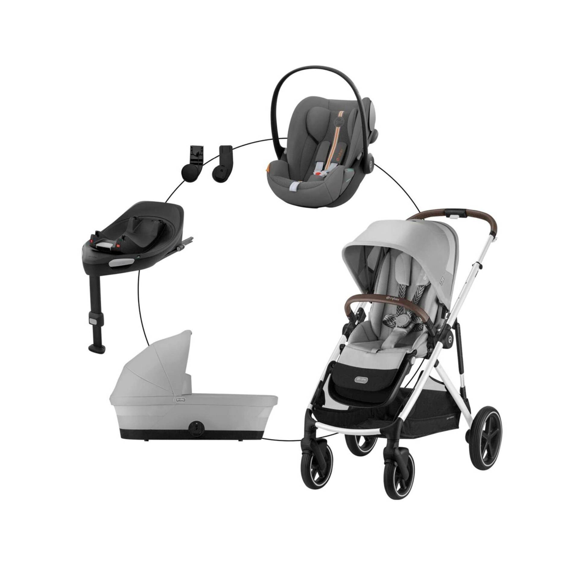 Kombikinderwagen Gazelle S Travel-Set inkl. Babyschale Cloud G i-Size und Isofix-Basis Base G von Cybex