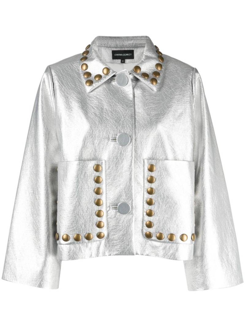 Cynthia Rowley cropped studded faux-leather jacket - Silver von Cynthia Rowley