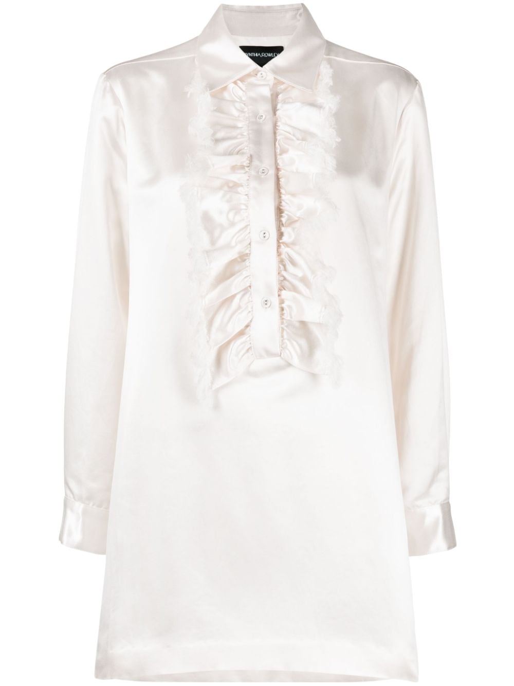 Cynthia Rowley ruffled satin shirtdress - White von Cynthia Rowley