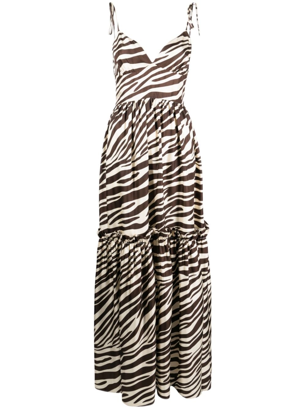 Cynthia Rowley tie-fastening shoulder silk maxi dress - Brown von Cynthia Rowley