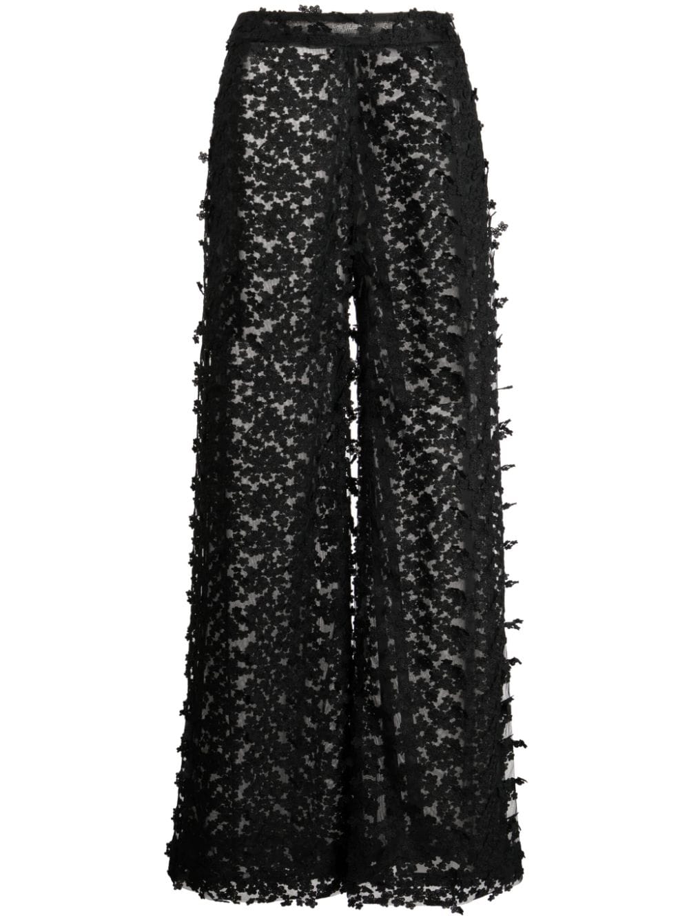Cynthia Rowley wide-leg lace-appliqué trousers - Black von Cynthia Rowley