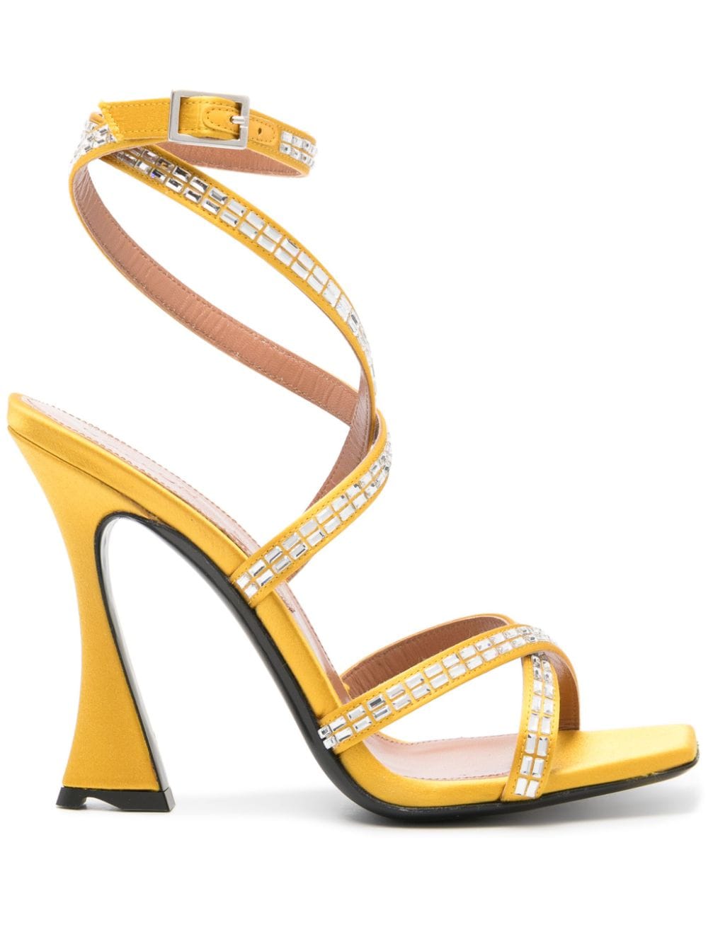 D'ACCORI 100mm Carre crystal-embellished sandals - Yellow von D'ACCORI