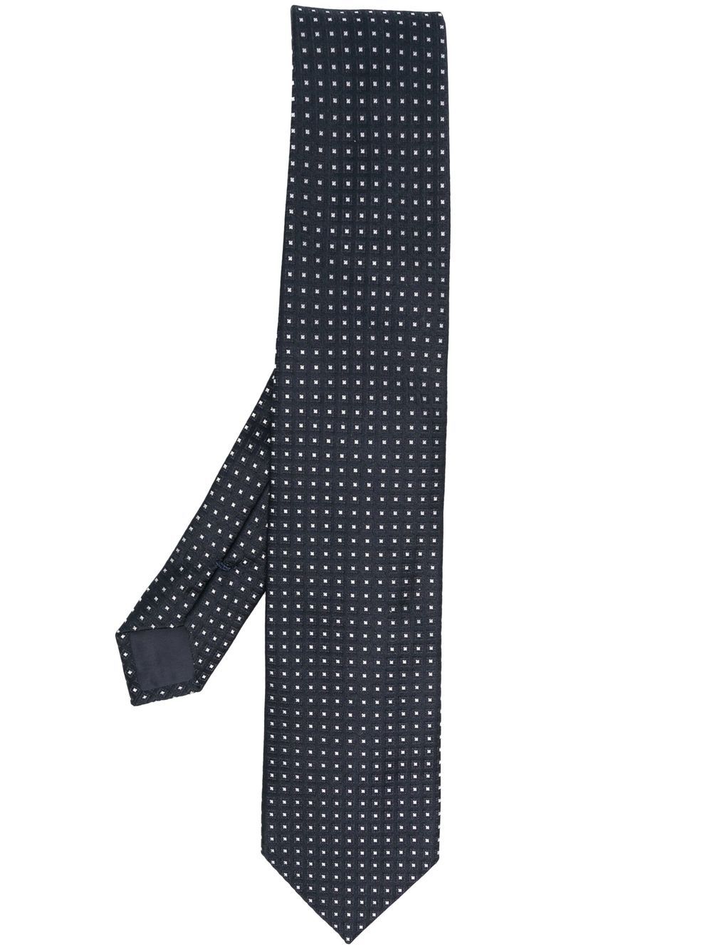 D4.0 geometric-pattern silk tie - Blue von D4.0