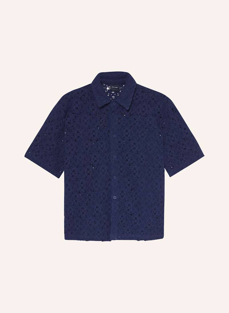 Daily Paper Häkelhemd Lace Shield Relaxed Fit blau von DAILY PAPER