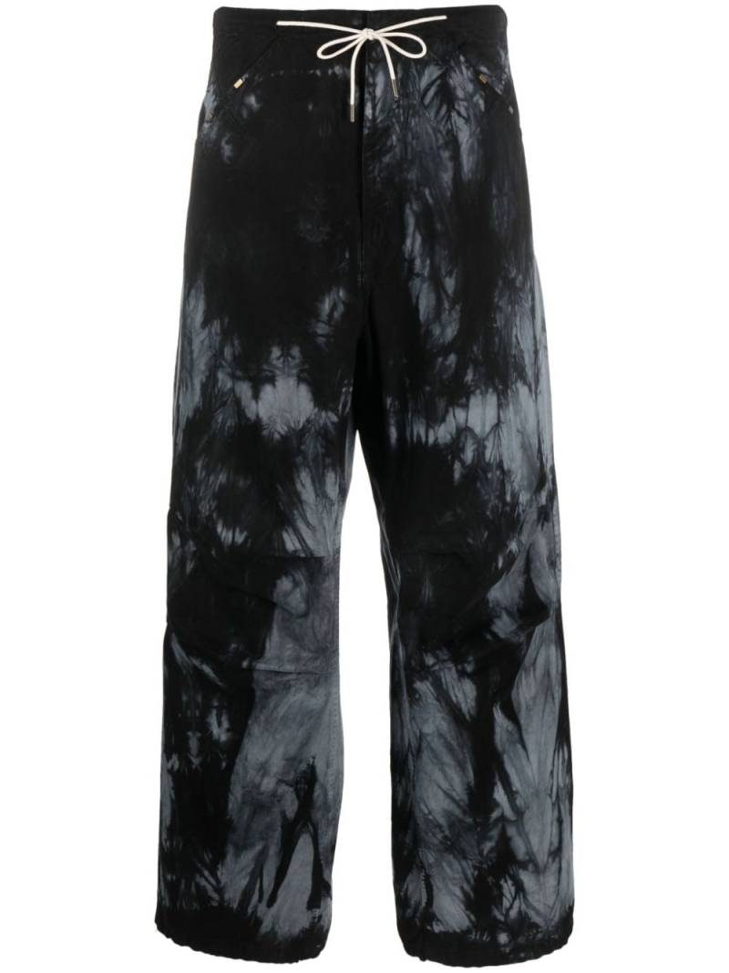 DARKPARK Daisy tie-dye wide-leg trousers - Black von DARKPARK